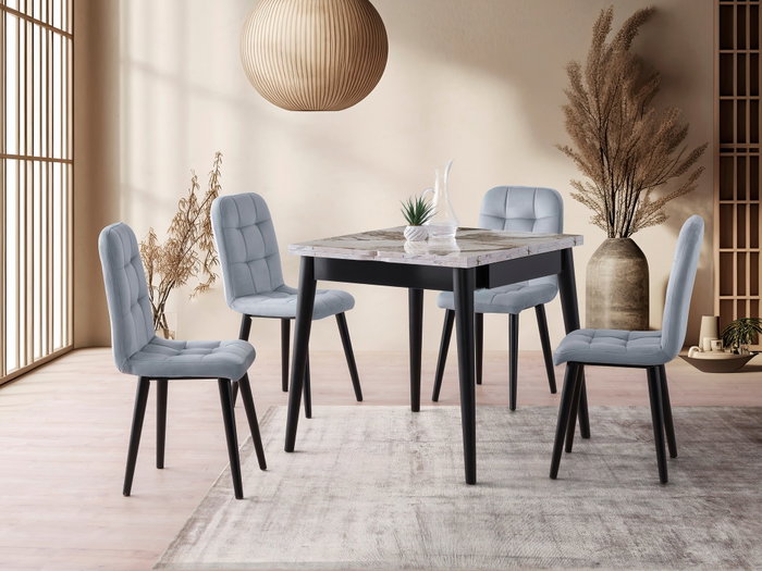 Hanah Home Mesa de Comedor Extensible Mármol Blanco Hanah Home Mesa de Comedor Extensible Mármol Blanco